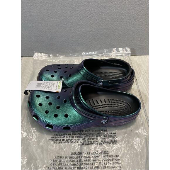 New Crocs Classic Prismatic Clog Shoes Iridescent Glitter Men's 11 Rare - Picture 1 of 6